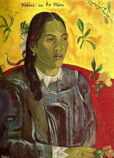 Paul Gauguin vahine med gardenia Sweden oil painting art